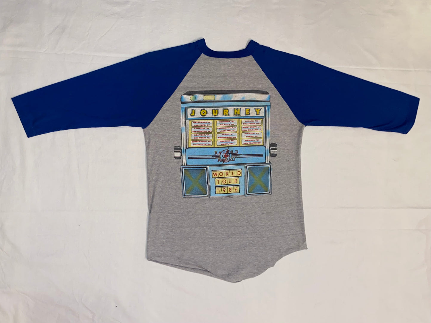 1986 Journey "Raised On Radio World Tour" Raglan 3/4 Sleeve Vintage Shirt