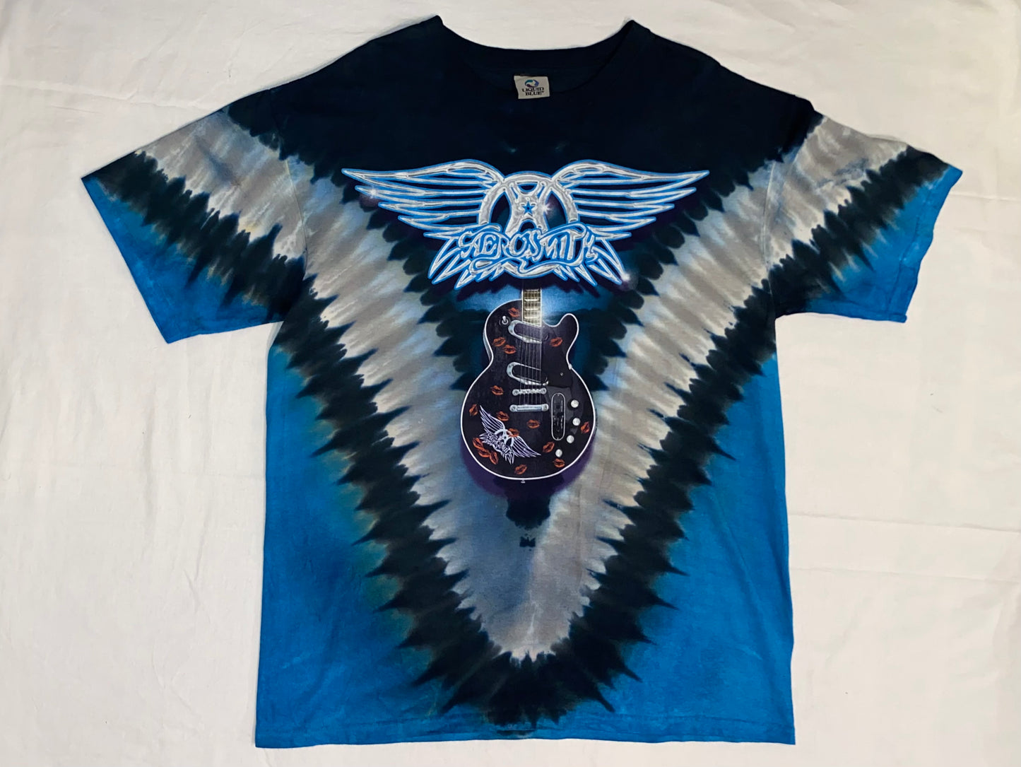 2006 Liquid Blue Aerosmith "Guitar Lips" AOP Vintage Tie Dye Shirt